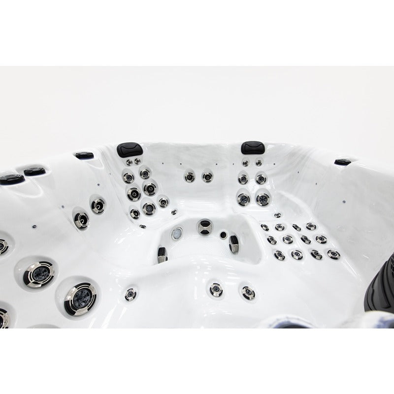 Platinum Spas Happy Hot tub - Detailed interior view with 47 massage jets and ergonomic seats